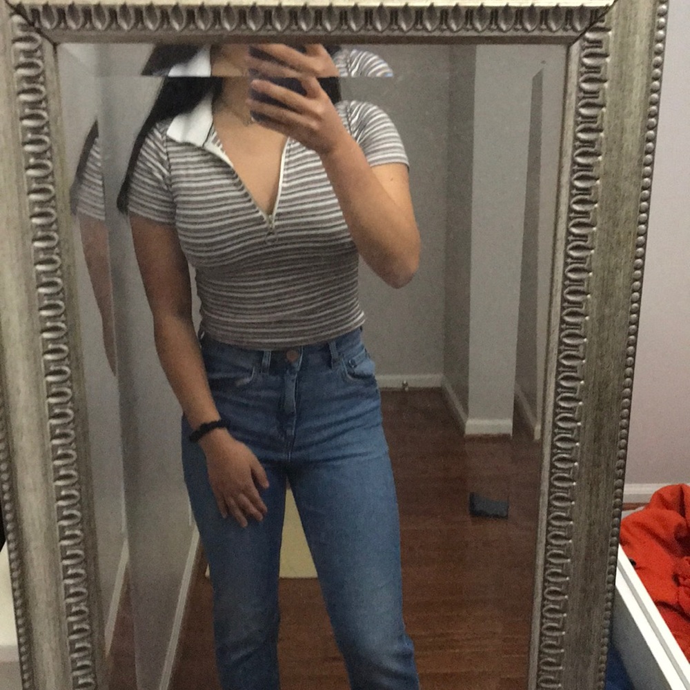 Garage cropped polo zip up